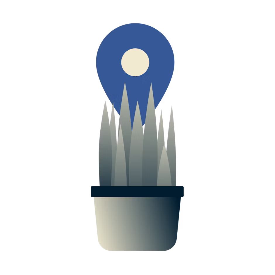 Une plante qui cache une épingle de localisation.