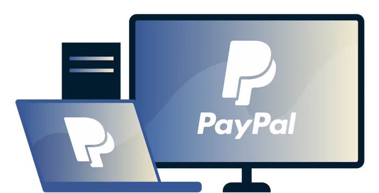 En stasjon&aelig;r og b&aelig;rbar PC med PayPal-logoen.