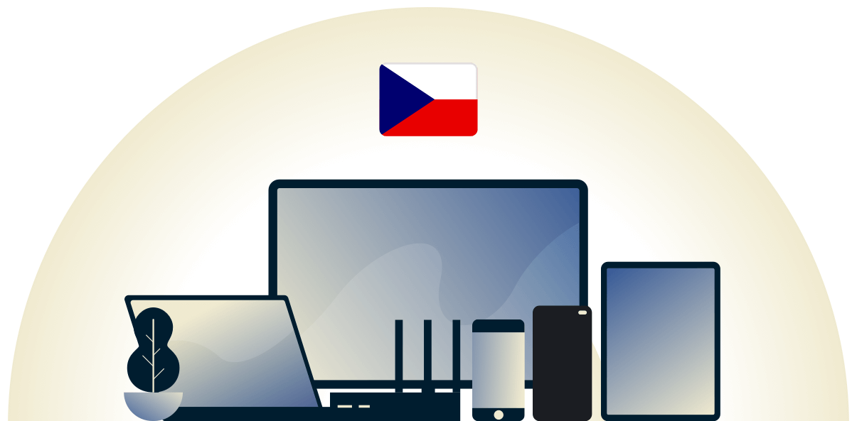 VPN per Repubblica Ceca che protegge una variet&agrave; di dispositivi.